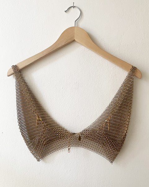 Falconiere Simple Top - Brass Chainmail Triangle Bra - Made to Order 3 - 6 weeks