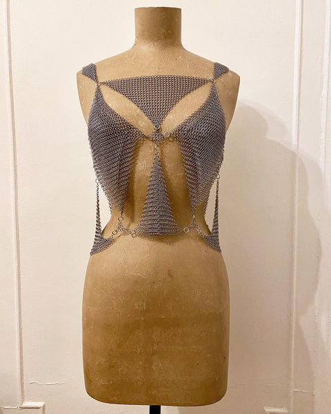 Falconiere Diamond Tank Top - Silver-Tone Chainmail Camisole - Made to Order 3 - 6 weeks