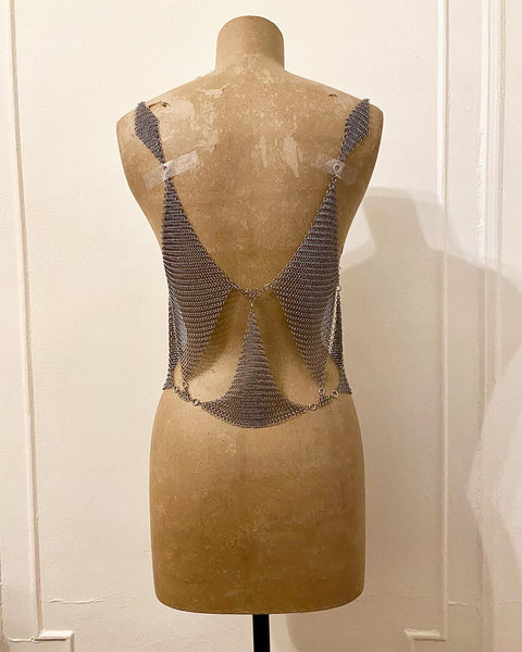 Falconiere Diamond Tank Top - Silver-Tone Chainmail Camisole - Made to Order 3 - 6 weeks