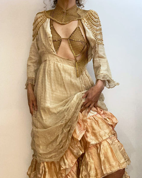 Falconiere Diamond Vest - Brass Triangle Chainmail Vest - made to order 3-6 weeks