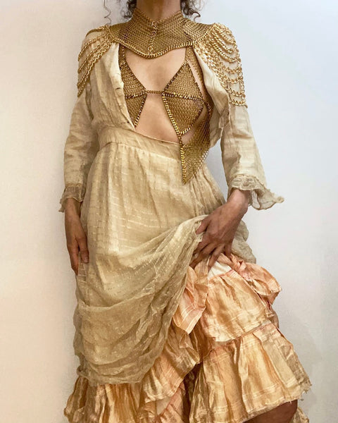 Falconiere Diamond Vest - Brass Triangle Chainmail Vest - made to order 3-6 weeks