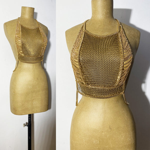 Falconiere Golden Grand Corset - Brass Chainmail Vest - Made to Order 3-6 weeks