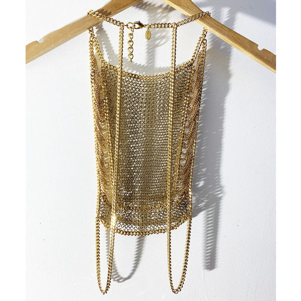 Falconiere Golden Grand Corset - Brass Chainmail Vest - Made to Order 3-6 weeks