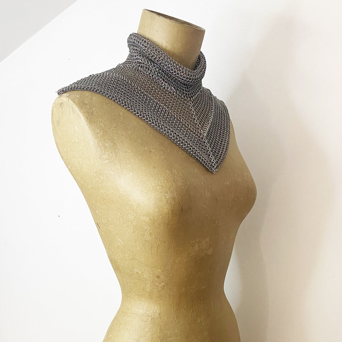 Hallie Silver Cowl Neck Backless Diamante Chainmail Halter Top