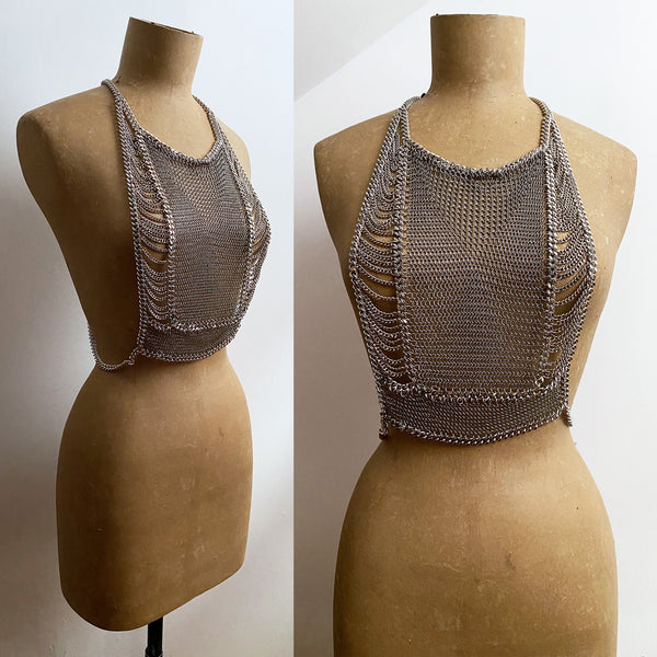 Falconiere Grand Corset - Silver Tone Chainmail Vest - Made to Order 3-6 weeks