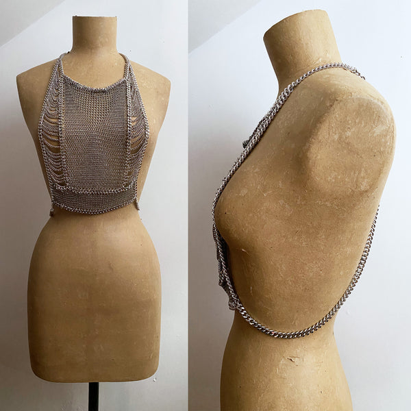 Falconiere Grand Corset - Silver Tone Chainmail Vest - Made to Order 3-6 weeks