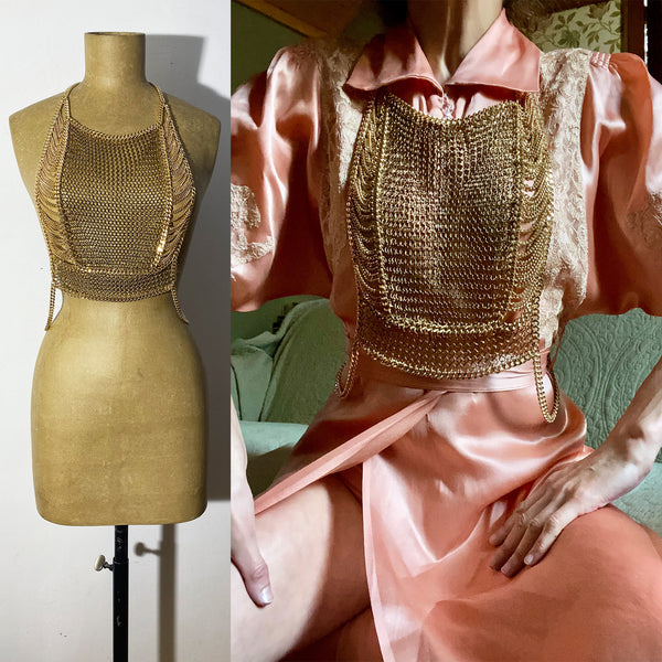 Falconiere Golden Grand Corset - Brass Chainmail Vest - Made to Order 3-6 weeks
