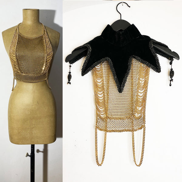 Falconiere Golden Grand Corset - Brass Chainmail Vest - Made to Order 3-6 weeks
