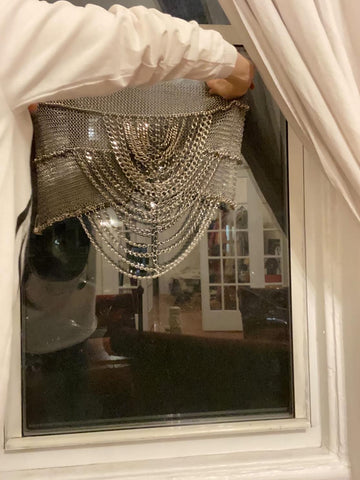 Custom Tiered Chainmail Curtain - Silver-Tone with Cascading Chains - Made to Order 3 - 6 weeks