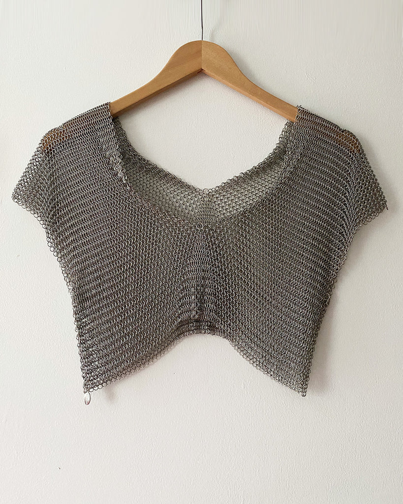 Falconiere Crop Tee - Silver-Tone Chainmail V Neck Top - made to order –  Falconiere Shop