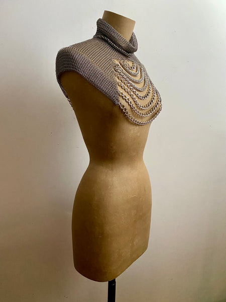 Falconiere Cowl Neck Capelet - High Neck Chain Mantle - Silver-tone - made to order 3-6 weeks