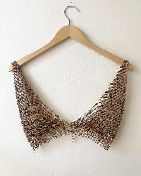 Falconiere Simple Top - Brass Chainmail Triangle Bra - Made to Order 3 - 6 weeks