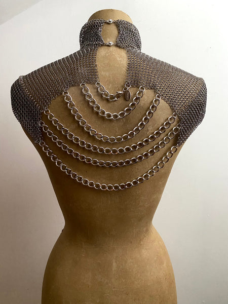 Falconiere Cowl Neck Capelet - High Neck Chain Mantle - Silver-tone - made to order 3-6 weeks
