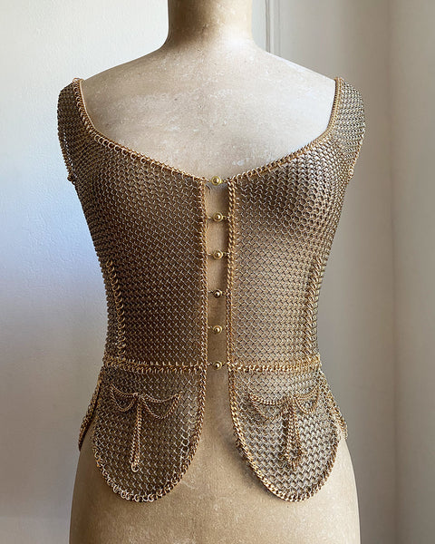 Custom for Vanessa - Falconiere Bow Vest - Brass Chainmail Corset - Made to Order 6 weeks