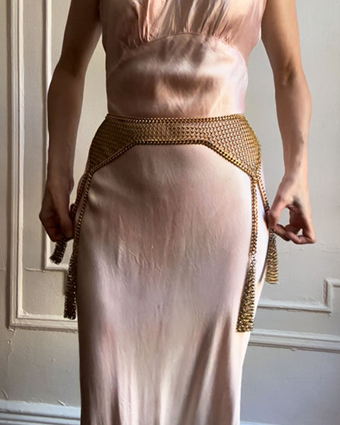 Falconiere Tasseled Belt - Brass Chainmail Wrap Collar - Made to Order 3 - 6 weeks