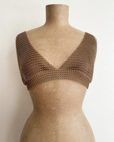 Falconiere Simple Top - Brass Chainmail Triangle Bra - Made to Order 3 - 6 weeks