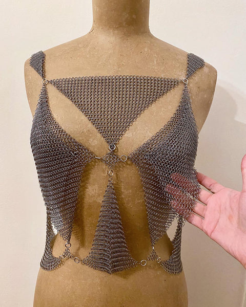 Falconiere Harlequin Tank - Silver-Tone Chainmail Diamond Camisole - Made to Order 3 - 6 weeks