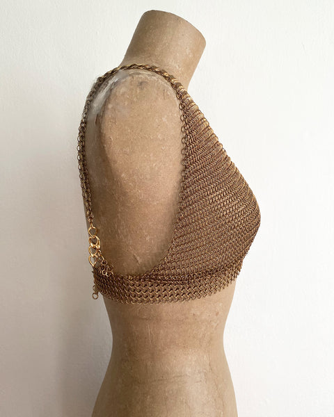 Falconiere Simple Top - Brass Chainmail Triangle Bra - Made to Order 3 - 6 weeks