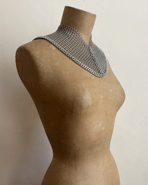 Falconiere Gorget - Silver-tone Chainmail Mantle Collar - made to order 3-6 weeks
