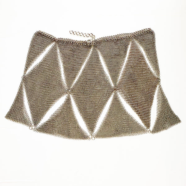 Falconiere Harlequin Skirt - Silver Tone Chainmail Panels - Made to Order 3-6 Weeks