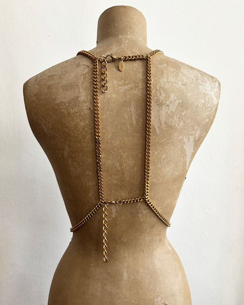 Falconiere Venetian Corset - Brass Lacy Chaimail Beaded Vest - Made to Order 3-6 weeks