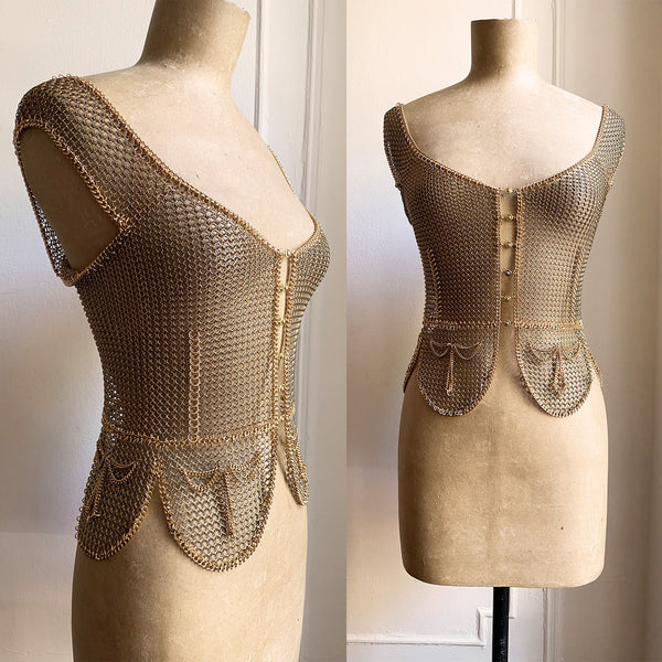 Custom for Vanessa - Falconiere Bow Vest - Brass Chainmail Corset - Made to Order 6 weeks