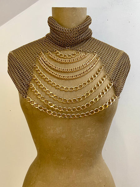 Falconiere Cowl Neck Capelet - High Neck Chain Mantle - Brass - made to order 3-6 weeks