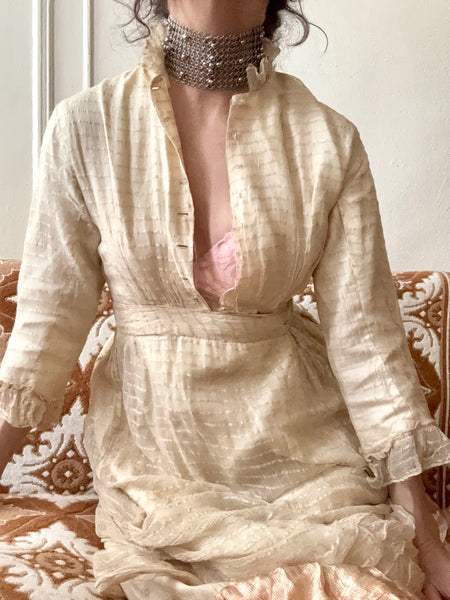 Falconiere Wide Floral Choker with Tassels - Silver-tone Chainmail with Metal Beads - Made to Order 3-6 weeks