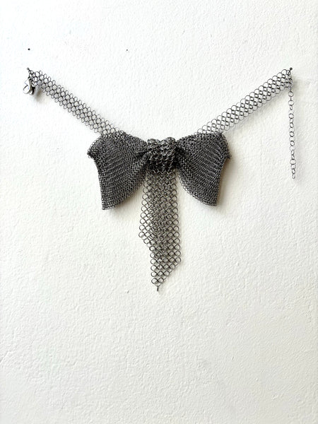Falconiere Bow Tie - Silver-tone Chainmail Cravat - made to order 3 - 6 weeks