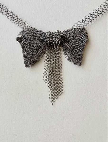 Falconiere Bow Tie - Silver-tone Chainmail Cravat - made to order 3 - 6 weeks