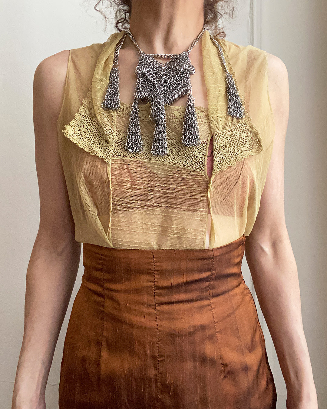 Falconiere Mitered Pouch Necklace with Tassels - Silver-Tone
