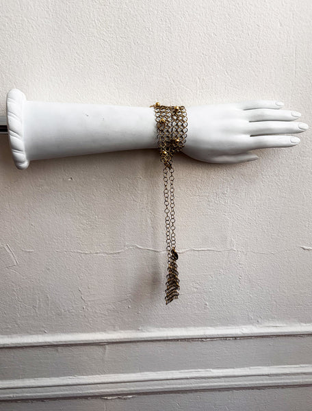Falconiere Studded Choker with Tassels - Brass Chainmail Beaded Necklace - Made to Order 3 - 6 weeks