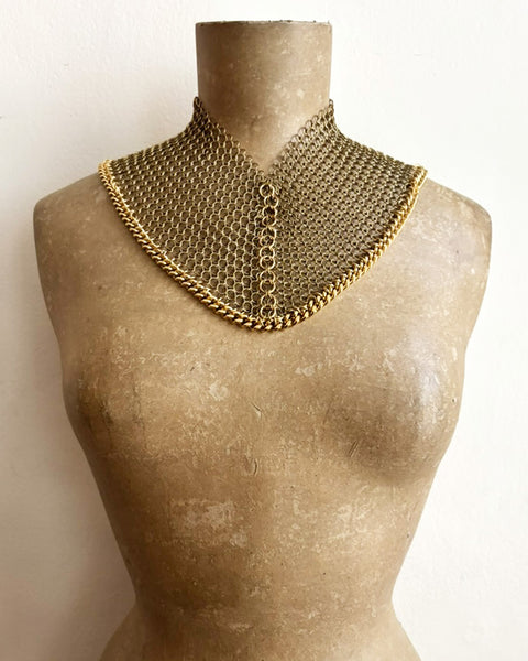 Falconiere Gorget - Brass Chainmail Mantle Collar - made to order 3-6 weeks