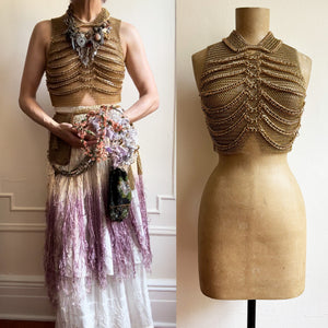 Falconiere Brass Ribcage Chainmail Vest - Collared Chain Halter - Made to Order 3 - 6 weeks