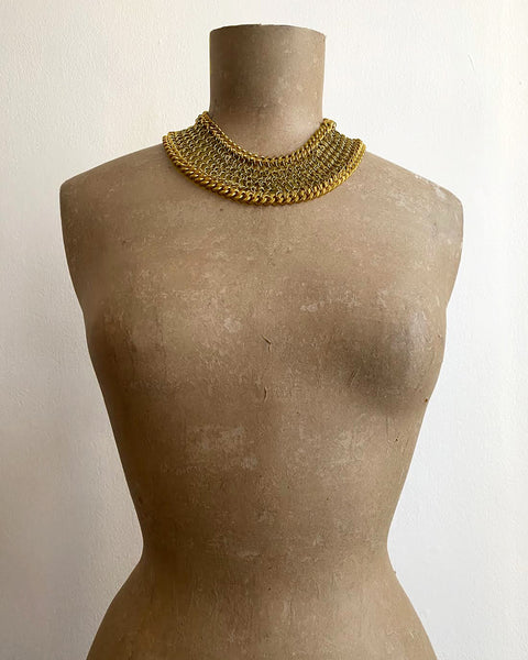 Falconiere Circle Collar - Brass Round Chainmail Necklace - Made to Order 3-6 weeks