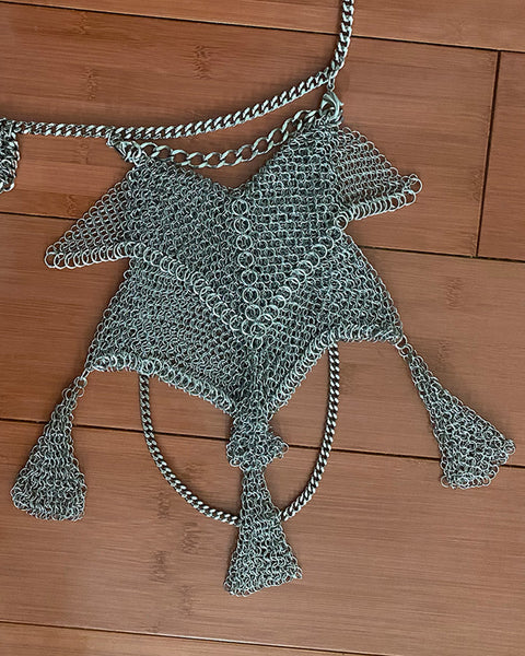 Falconiere Tassled Purse - Convertible to Belt - Silver-tone Chainmail made to order 3-6 weeks