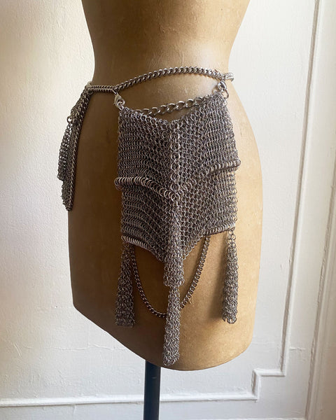 Falconiere Tassled Purse - Convertible to Belt - Silver-tone Chainmail made to order 3-6 weeks