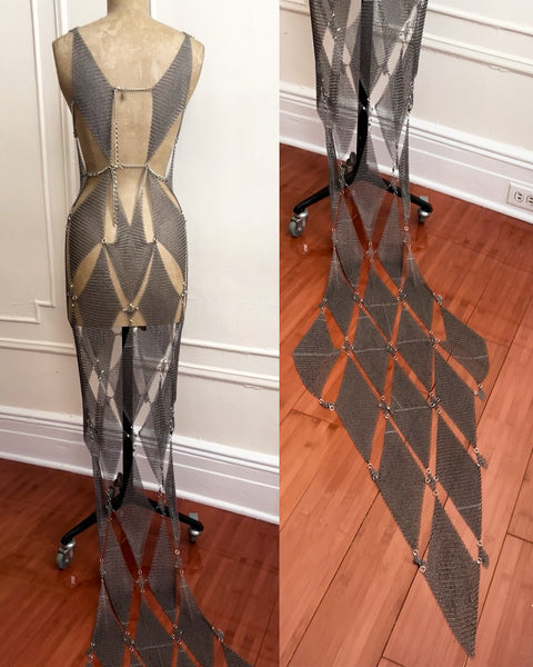 Custom for Monica - Falconiere Long Chainmail Dress with Train - Payment 2 of 3