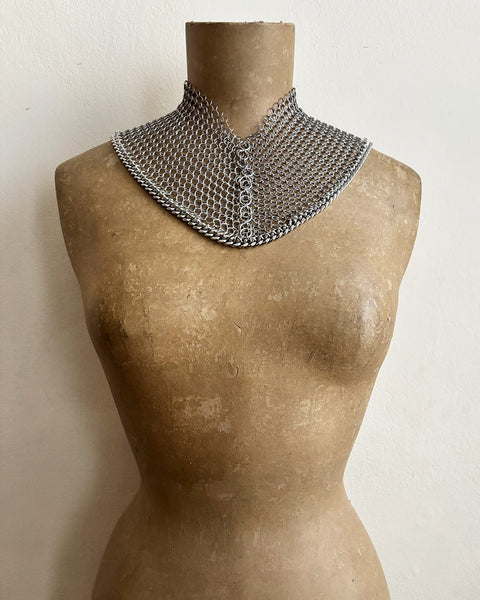 Falconiere Gorget - Silver-tone Chainmail Mantle Collar - made to order 3-6 weeks