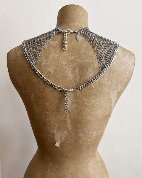 Falconiere Gorget - Silver-tone Chainmail Mantle Collar - made to order 3-6 weeks