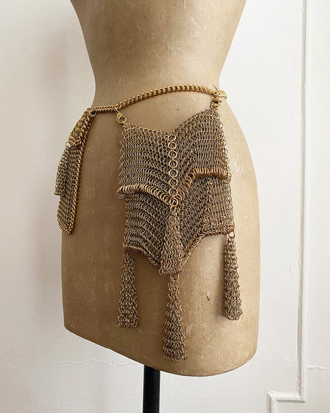 Falconiere Utility Belt - Brass Chainmail Flap Pouch & Purse - Made to Order 3-6 weeks