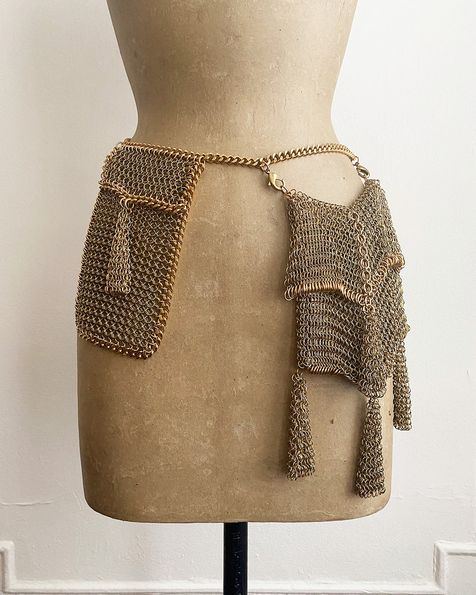 Falconiere Utility Belt - Brass Chainmail Flap Pouch & Purse - Made to ...