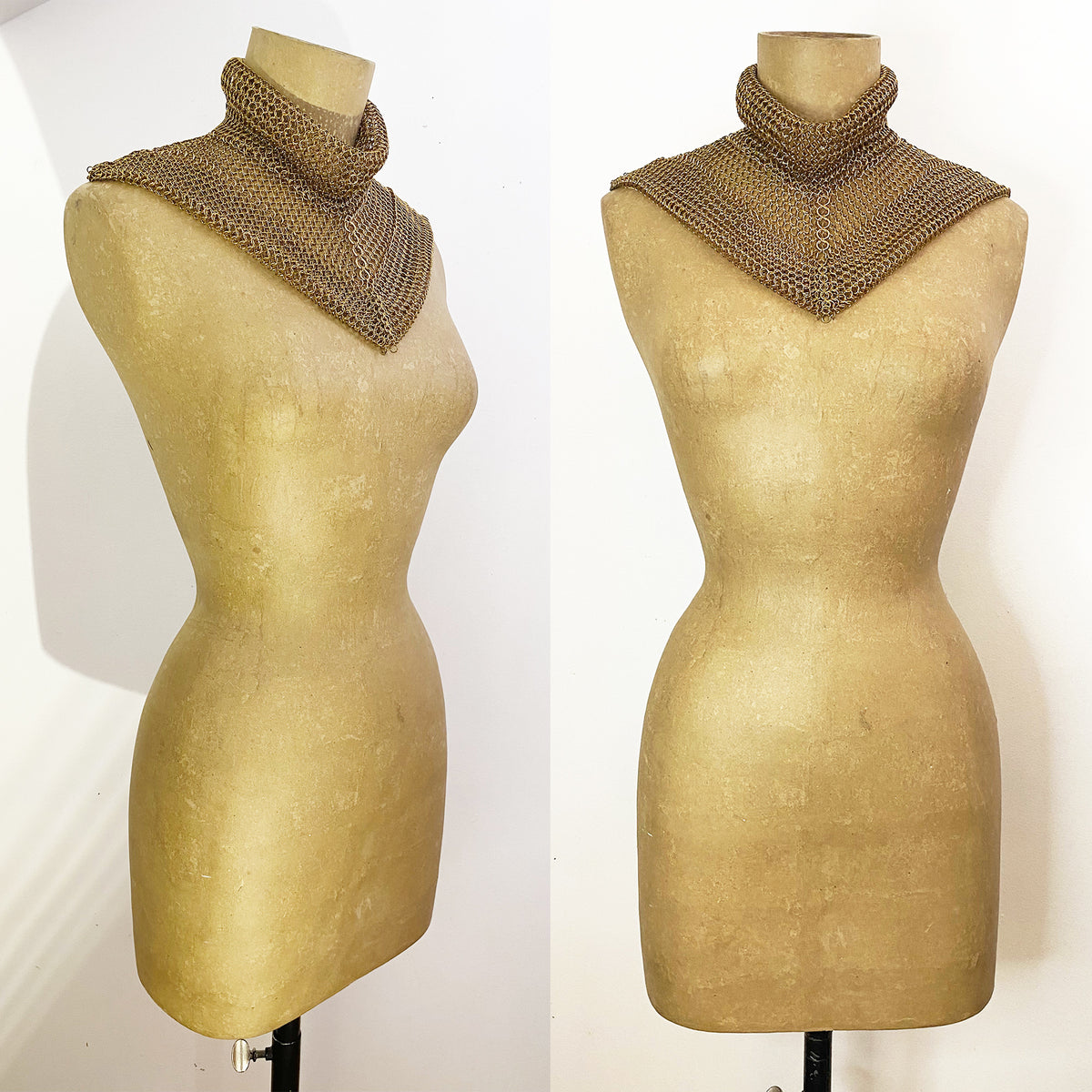 Falconiere Ruff Collar - Brass Chainmail Cowl Neck Dicky - Gold Tone G ...