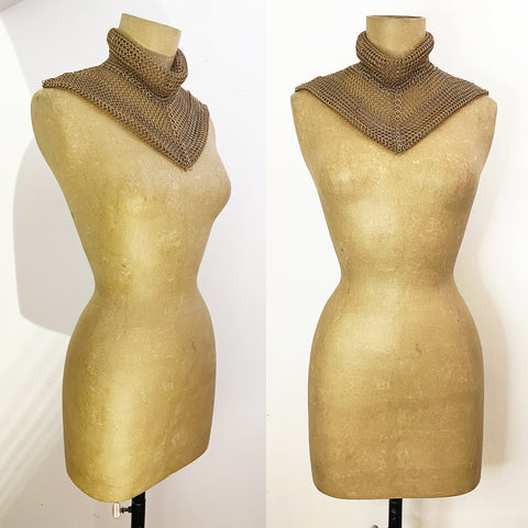 Custom for Romy (Karl) Falconiere Brass Ruff Collar and bead embellished mid length Gloves - made to order 3 - 6 weeks