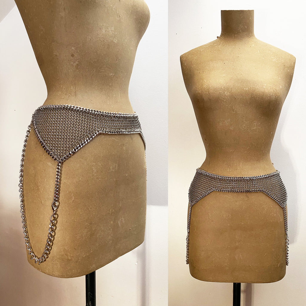 Falconiere Garter Belt with Detachable Straps - Silver Tone Chainmail Falconiere Shop Falconiere Garter Belt with Detachable Straps - Silver Tone Chainmail Falconiere Shop