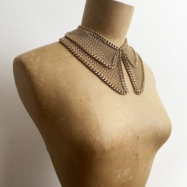 Falconiere Dagger Collar - Brass Chainmail Necklace Made to Order 3-6 weeks