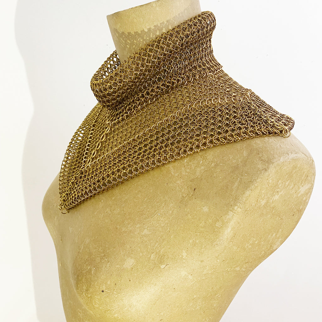 Falconiere Ruff Collar - Brass Chainmail Cowl Neck Dicky - Gold Tone G ...