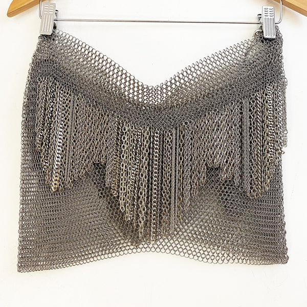 Falconiere Silver-Tone Fringed Chainmail Mini Skirt - made to order 3 - 6 weeks