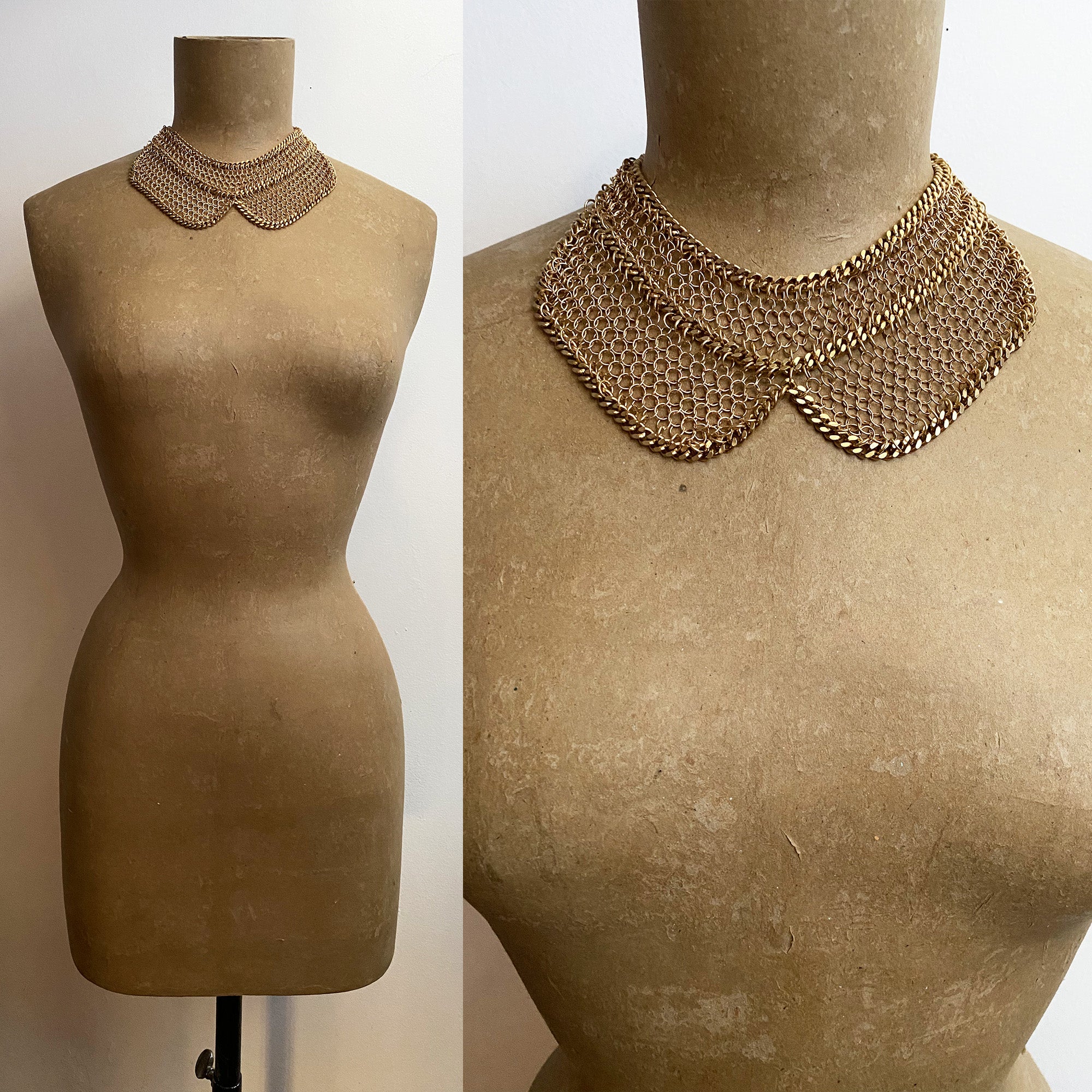 Falconiere Brass Caped Collar - Chainmail Necklace