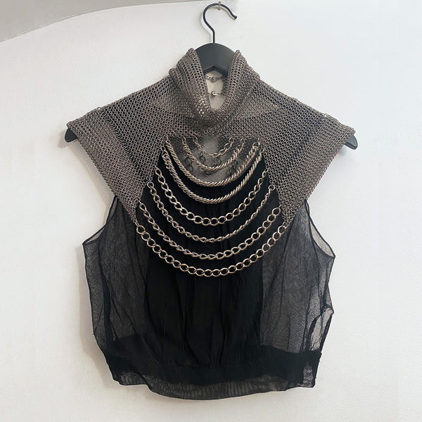 Falconiere Cowl Neck Capelet - High Neck Chain Mantle - Silver-tone - made to order 3-6 weeks
